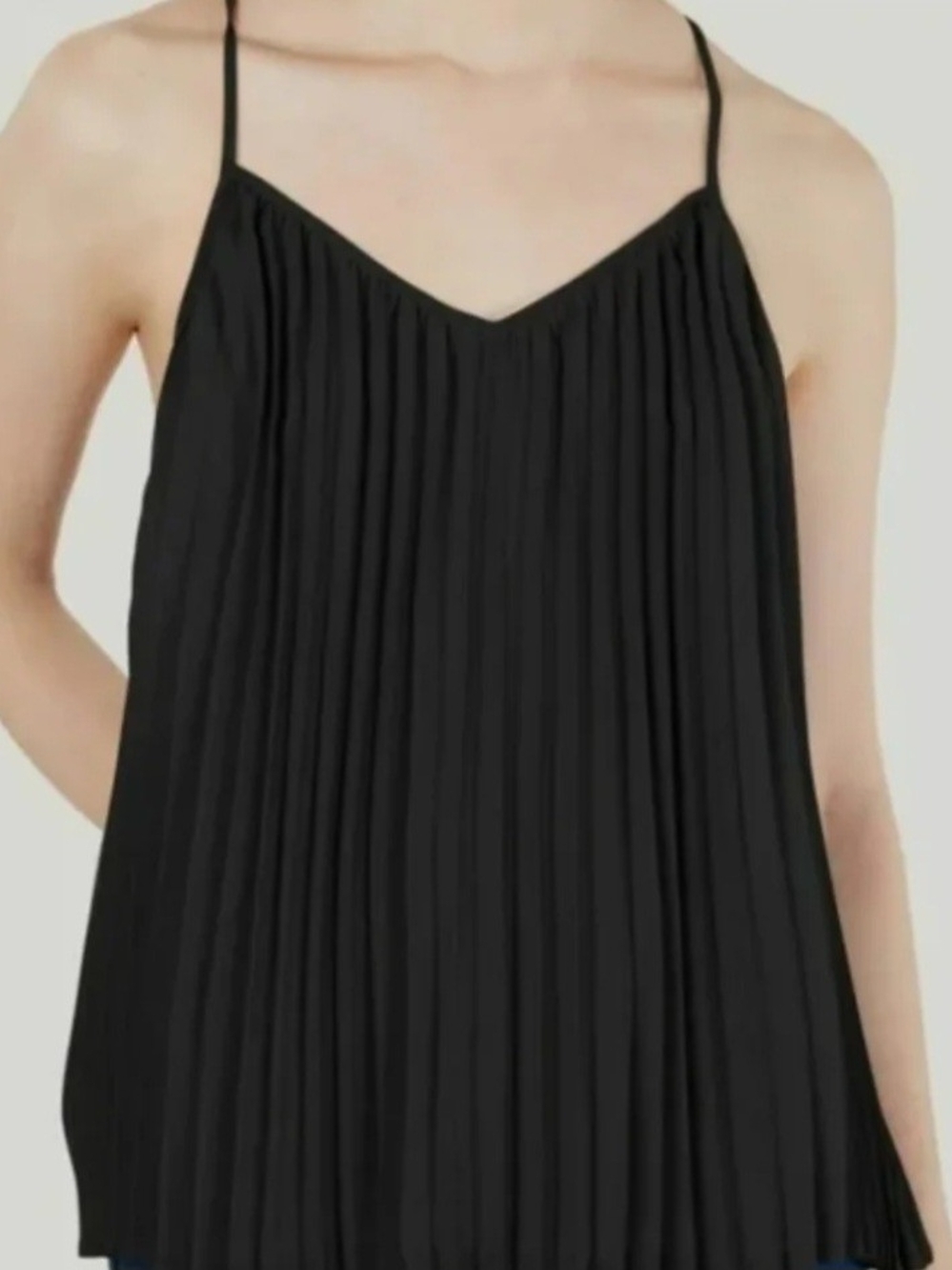Express Womens Like-New Elegant Black Pleated Tank Top Shirt Spaghetti Strap XS